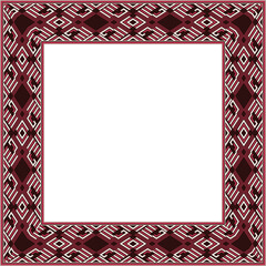 Obraz premium Vintage square frame red geometry polygon check cross kaleidoscope