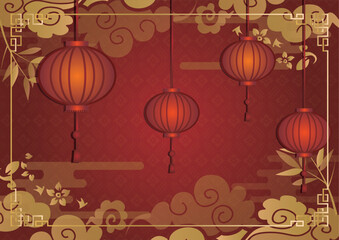 中華風　フレーム　飾り罫 背景
