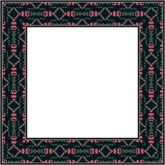 Vintage botanic garden square frame geometry check cross kaleidoscope