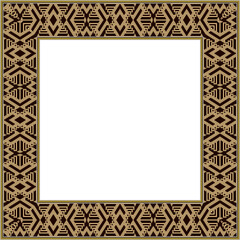 Obraz premium Vintage square frame aboriginal stitch woven check geometry cross line