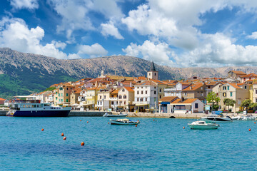 Fototapeta na wymiar Landscape with Baska town, Krk island, Croatia
