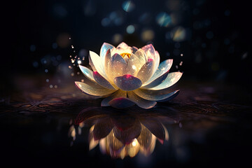 Close-up with lotus flower in a fantasy world