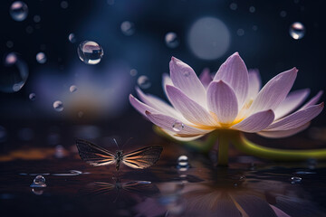 Close-up with lotus flower in a fantasy world