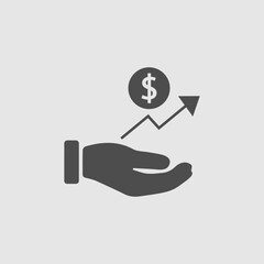 Dollar in hand vector icon eps 10. Profit symbol.