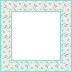 Vintage square frame blue purple water drop shape