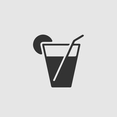 Summer drink vector icon. Drink with straw simple isolated vector symbol icon.