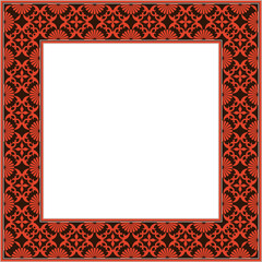 Obraz premium Vintage botanic garden square frame red round flower curve cross leaf