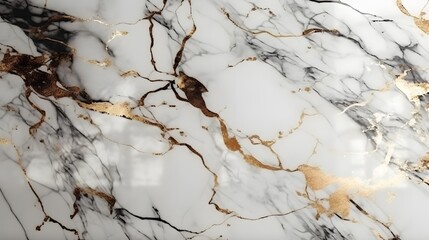 White marble texture with gold veins, luxury background. Generative AI