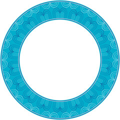 Vintage botanic garden stylish round frame curve blue dot line