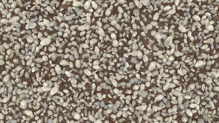 Crushed rock stone road building material on soil gravel texture. Small stone construction material rock. A pile of rocks and pebbles on the ground, Material coral stone for the road foundation layer,