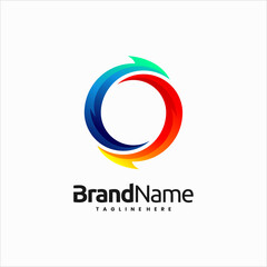 HVAC Logo design, air conditioning logo with hot and cool rotation concept