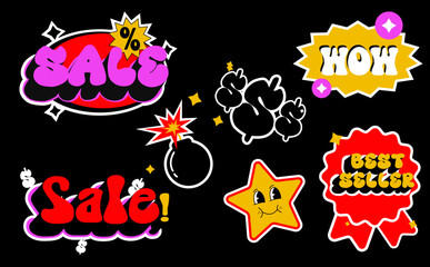 70s style discount stickers