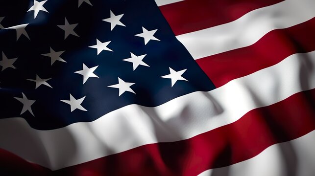 American Flag Wave Close Up for Memorial Day or 4th of July. USA flag for background. AI Generated.