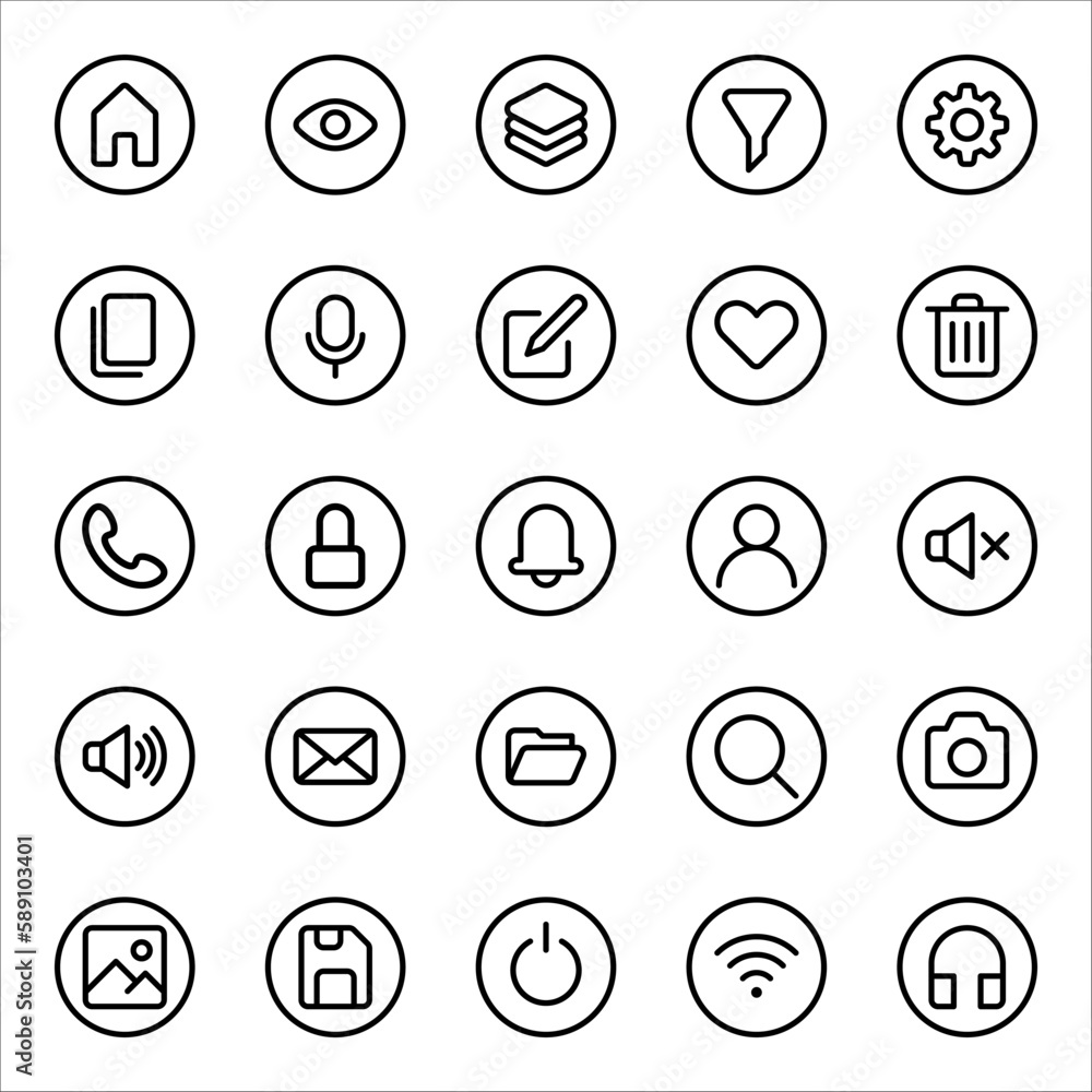 Poster vector set of modern simple icons. design elements for mobile and web applications. vector illustrat