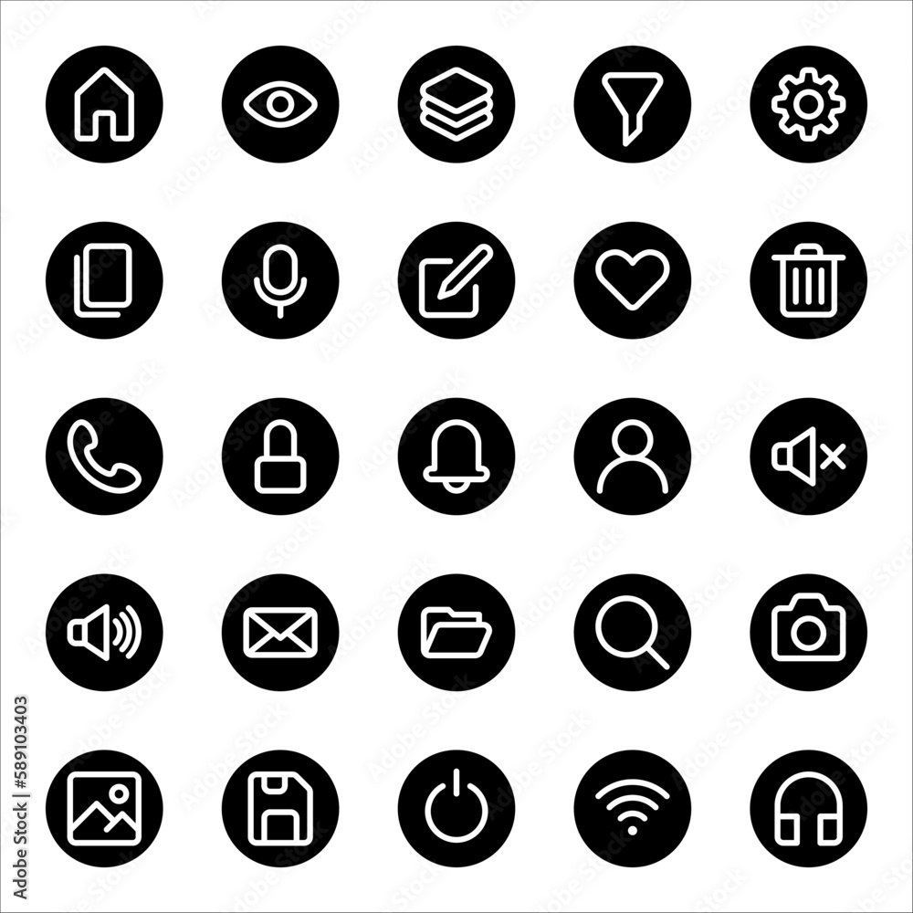 Poster vector set of modern simple icons. design elements for mobile and web applications. vector illustrat