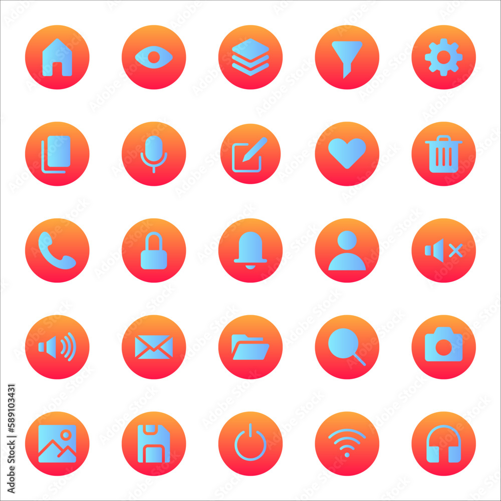 Poster vector set of modern simple icons. design elements for mobile and web applications. vector illustrat