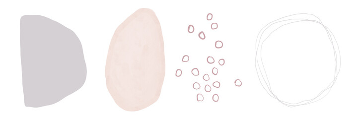Set of abstract elements for design. Hand drawn spots, lines, shapes. Isolated on white background.