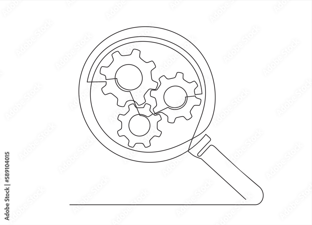Aufkleber continuous one line drawing search engine optimization line icon vector illustration concept