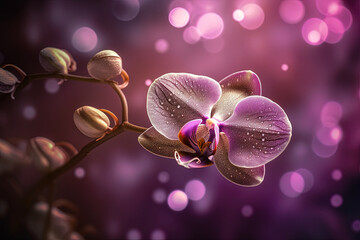 Close-up with orchid flower in a fantasy world