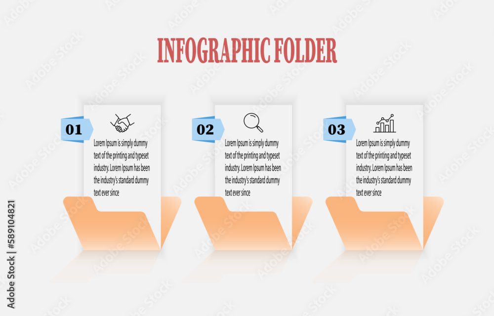 Poster this 3-step folder shape infographic is a template that presents a clear. vactor presentation busine