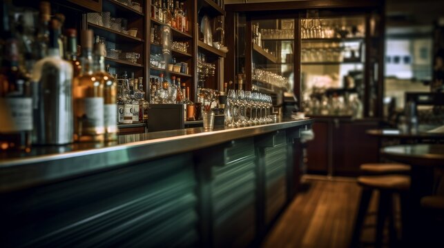 bar counter blurred background bar. AI generative