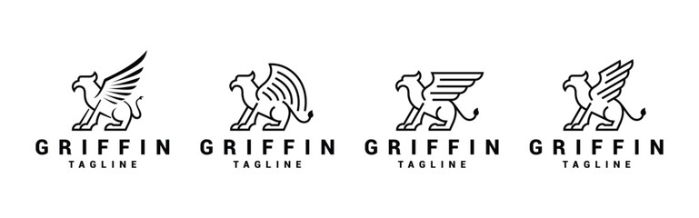 Vector graphic of mythical griffin logo design template