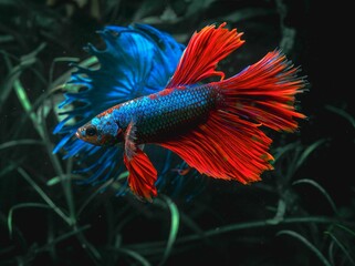 Closeup of a fighting fish (Betta splendens) under the water © Eason Deng/Wirestock Creators