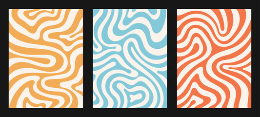 Abstract backgrounds in retro groovy style.