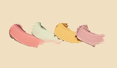 Make-up multi-colored corrector palette bb-cream smudge powder creamy beige background