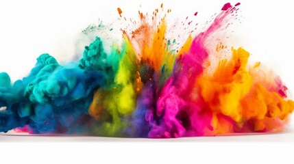 Obraz premium multi colored explosion of rainbow holi painted. AI generative.