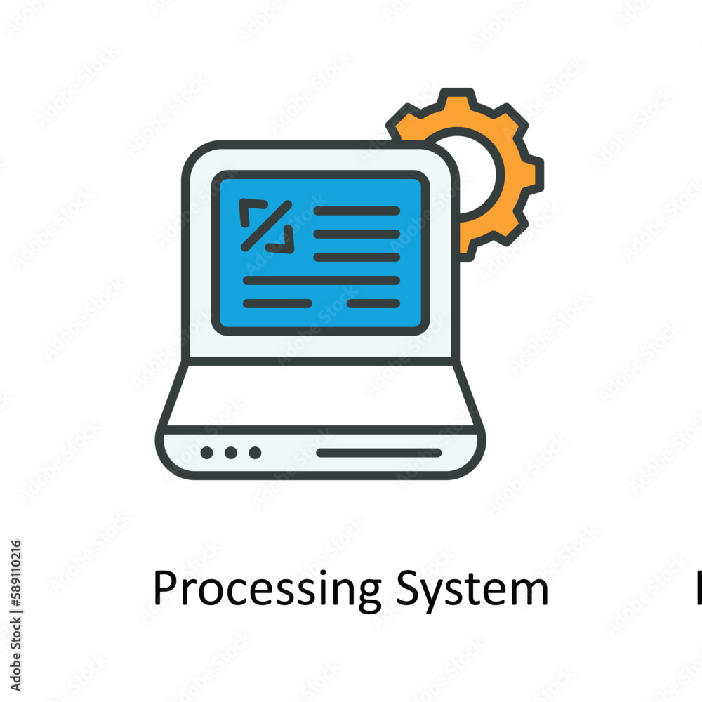 Poster processing system vector fill outline icons. simple stock illustration stock