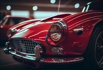 Fototapeta na wymiar Red car and auction. Generative AI