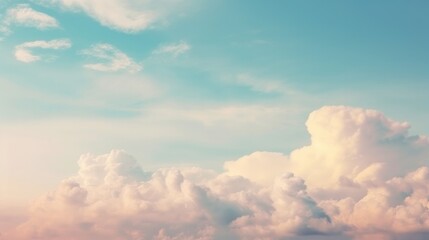 Obraz premium Sky with soft clouds in pastel tone. AI generated