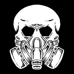 skull with mask, doodle vector
