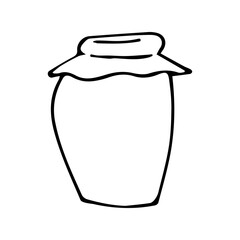 Jar icon in outline style isolated on white background. Milk symbol stock vector illustration.