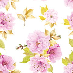 cherry blossom sakura floral seamless pattern