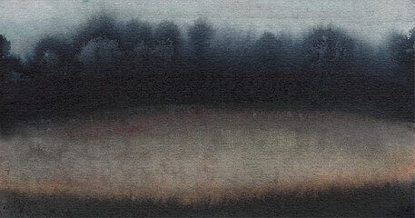 dark abstract landscape in watercolour