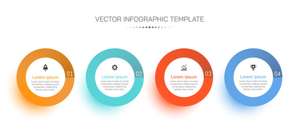 Infographic design with 4 steps. Business timeline chart template. Glass morphism effect.