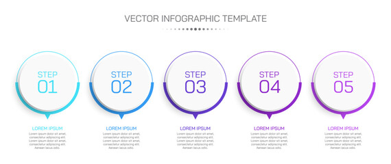 Colorful infographic presentation with 5 steps. Vector illustration.