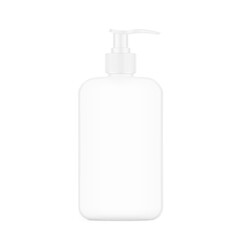 Realistic bottle with white dispenser mockup. Vector illustration isolated on white background. Perfect for the presentation of soap, disinfectant, medical, etc. EPS10.