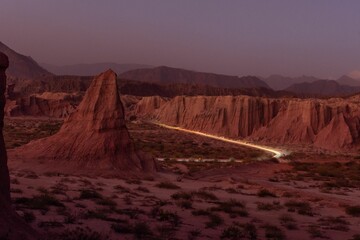 Beautiful landscape of a canyon at night