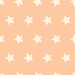 Scrapbook seamless background. Orange baby shower patterns. Cute print with star