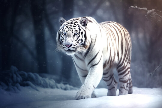 Weißer Tiger im Schnee