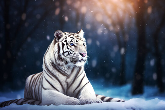 Weißer Tiger im Schnee