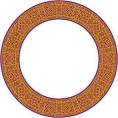 Vintage botanic garden round frame red dot curve cross line kaleidoscope