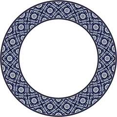 Vintage botanic garden round frame spiral cross vine flower