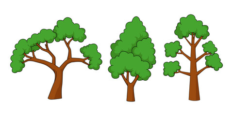 collection of trees illustration design in cartoon style. Perfect for children's books and stickers