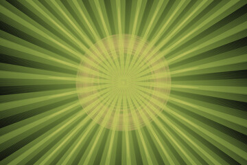 Green round pattern of crooked waves and rays from the center on a black background. Abstract fractal 3D rendering
