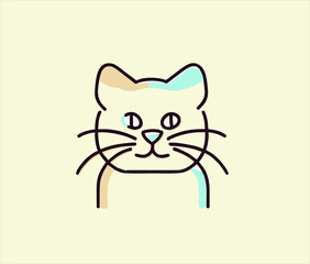 Cute Hand Drawn White cat Vector Illustration. Cute Cat sketch art illustration on ping Background. Simple Sketched Hare ideal for Cards, Posters, Wall Art. T shirts.