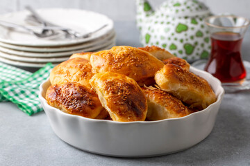Turkish cuisine; Handmade Cheese Pastry (Turkish name; peynirli pogaca)